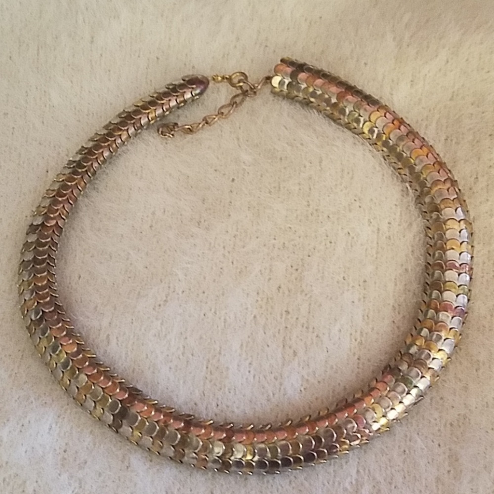 Silver and gold snake necklace